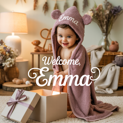 Personalisiertes Baby Kapuzenhandtuch mit Name – Boho-Stil & liebevolle Stickerei